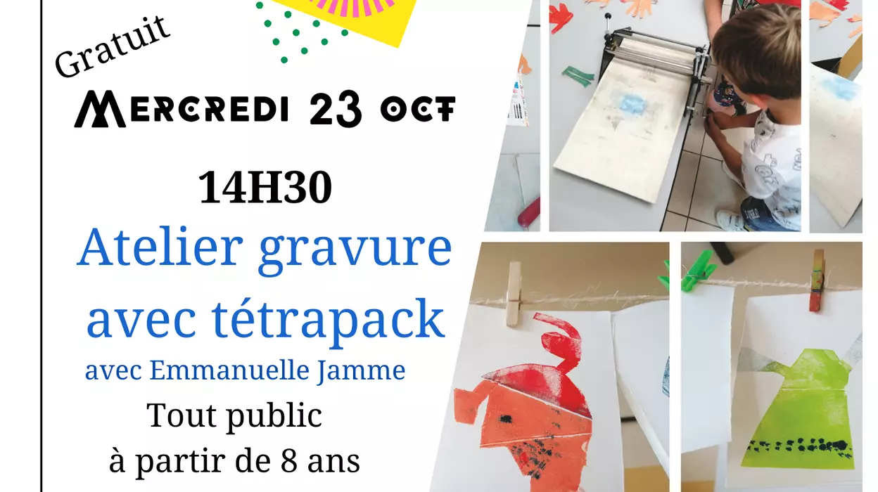 L'atelier des curieux : gravure avec tétrapack